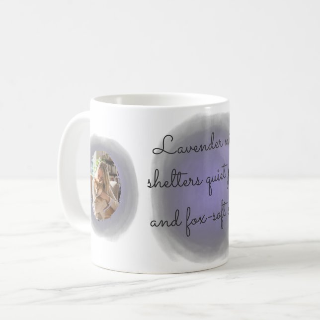 Lavender Watercolor Shiba Inu Custom Photo & Name Kaffemugg (Framsida vänster)