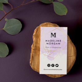 Lavender Watercolor Social Media med foto Visitkort