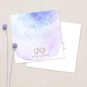 Lavender Watercolor Studs Earring Visning Holder Fyrkantigt Visitkort