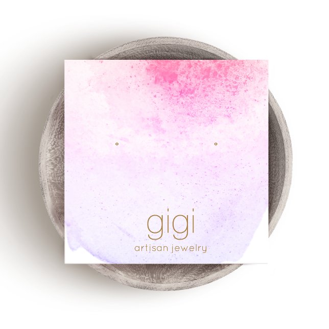 Lavender Watercolor Studs Earring Visning Holder Fyrkantigt Visitkort (Skapare uppladdad)