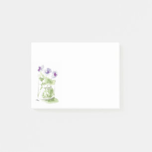 Lavender Watercolor Violes i Mason Burk Post-it Block