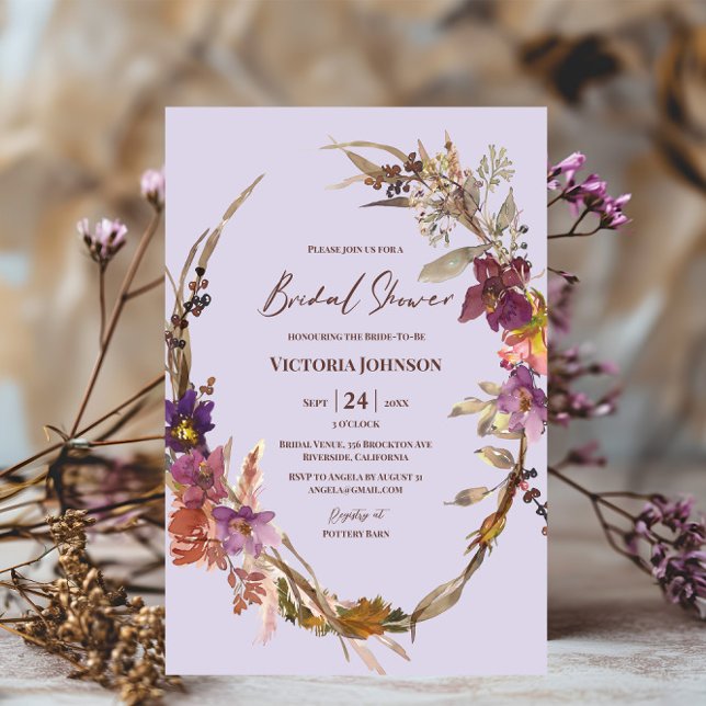 Lavender Watercolor Wildflower Invitation Inbjudningar (Skapare uppladdad)