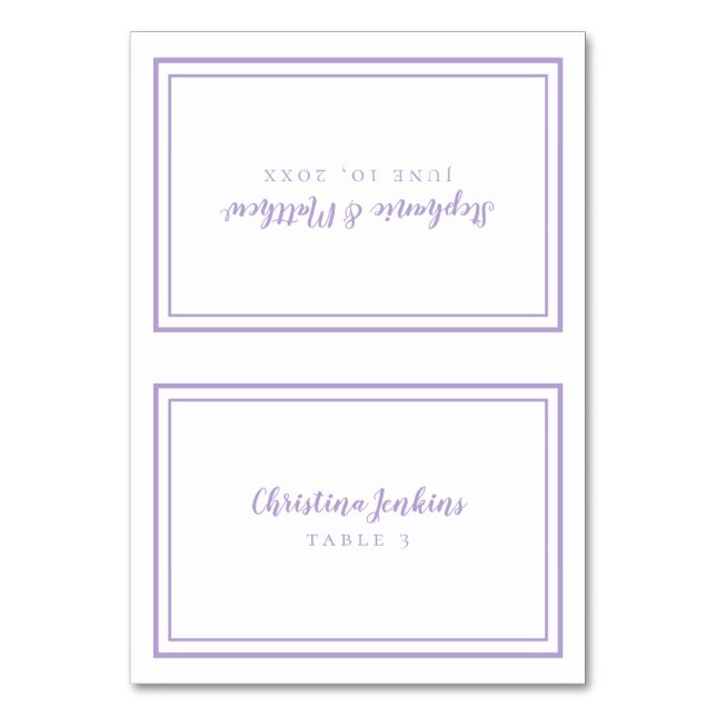 Lavender Wedding Custom Guest Place Card Bordsnummer (Framsidan)