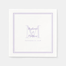Lavender Wedding Monogram Modern Initial & Names Pappersservett