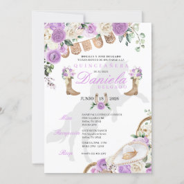 Lavender Western Boots & Ro Quinceañera Inbjudningar