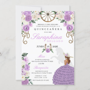 Lavender Western Princess Cowgirl Quinceañera Inbjudningar