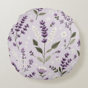 Lavender Whispers - 16-tums rund botanisk Throw-fy Kudde