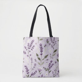 Lavender Whispers - Folk Botanical Mönster Tote Tygkasse