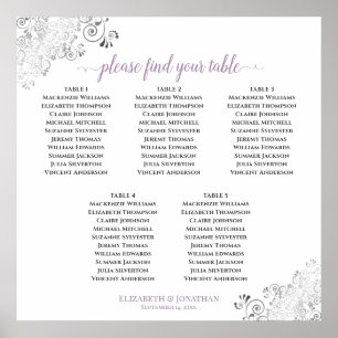 Lavender White, 5 Bord Lacy, Bröllop, sätesdiagram Poster