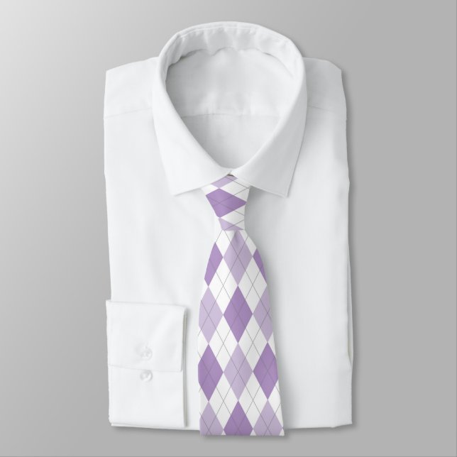 Lavender & White Argyle Necktie Slips (Bunden)