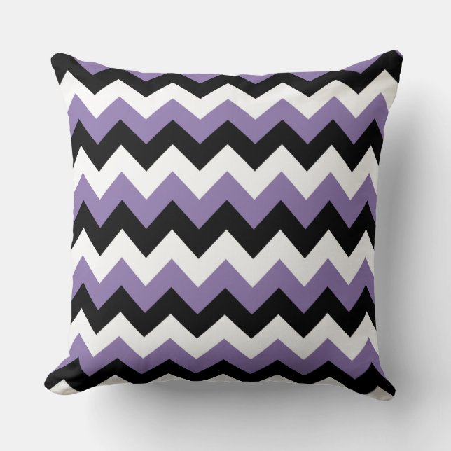Lavender White Black Zigzag Kudde (Framsida)