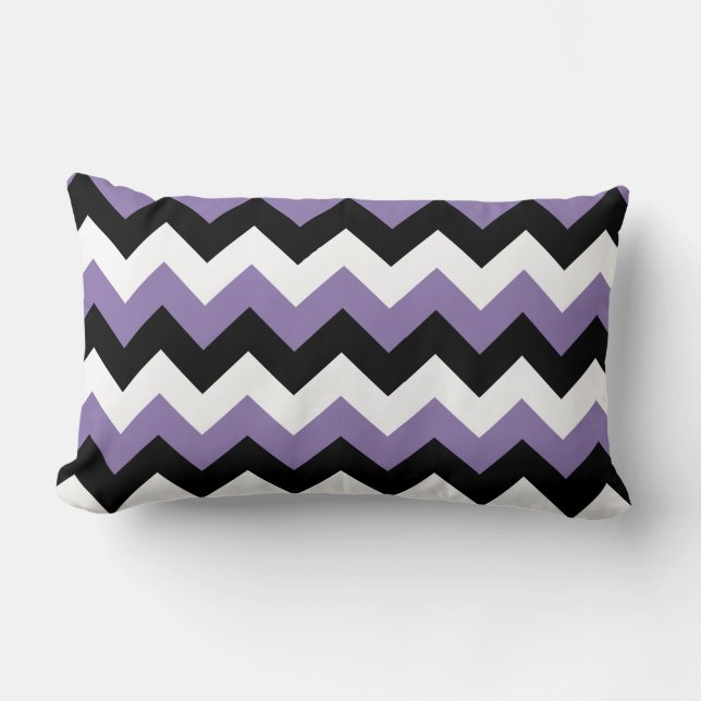 Lavender White Black Zigzag Lumbarkudde (Framsida)