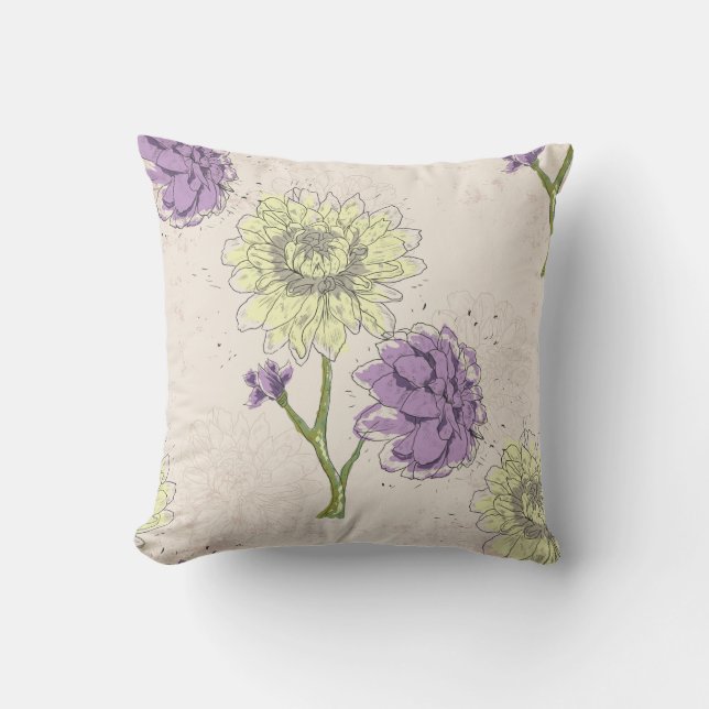 Lavender & White Blommar Dekorativ kudde (Framsida)
