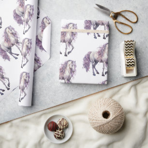 Lavender White Blommigt Horse Cowgirl Birthday Presentpapper