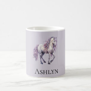 Lavender White Blommigt Horse Cowgirl Kaffemugg
