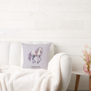 Lavender White Blommigt Horse Cowgirl Kudde