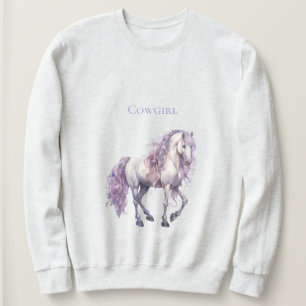 Lavender White Blommigt Horse Cowgirl T Shirt