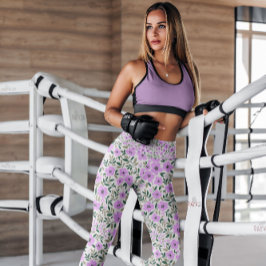 Lavender White Blommigt Patterned | Lagar Leggings