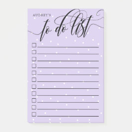 Lavender White Confetti Calligraphy to Do List Post-it Block