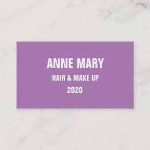 Lavender White Hair & Makup Modern Lila 2020 Visitkort