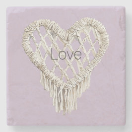 Lavender White Heart Fringe Stenunderlägg