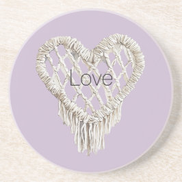 Lavender White Heart Fringe Underlägg