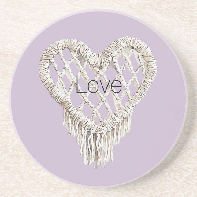 Lavender White Heart Fringe Underlägg (Framsidan)