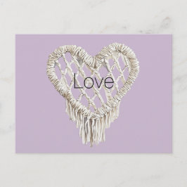 Lavender White Heart Fringe Vykort