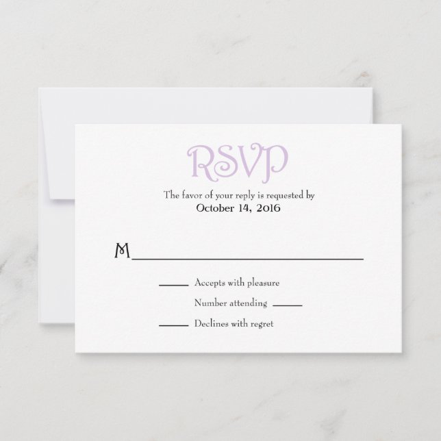 Lavender White Plain Simple Bröllop OSA Cards Kort (Framsida)