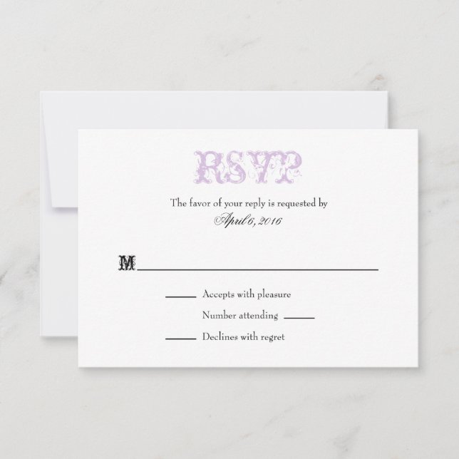 Lavender White Plain Simple Bröllop OSA Cards Kort (Framsida)