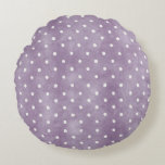 Lavender White Polka Dots Birthday Rund Kudde<br><div class="desc">Lavender White Polka Dots Birthday</div>