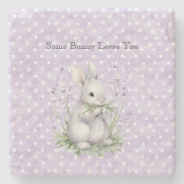 Lavender White Polka Dots Bunny Rabbit Love Stenunderlägg