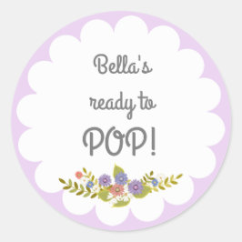 Lavender White-Redo till POP Baby Shower-etikett Runt Klistermärke