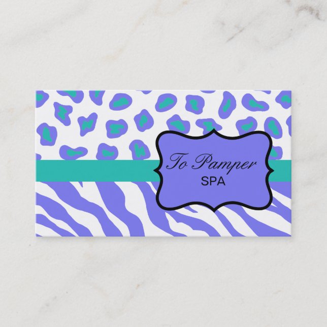 Lavender, White, Teal Zebra och Cheetah Skin Anpas Visitkort (Framsida)