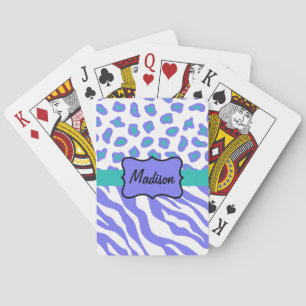 Lavender White Zebra Leopard Skin Namn personalize Spelkort
