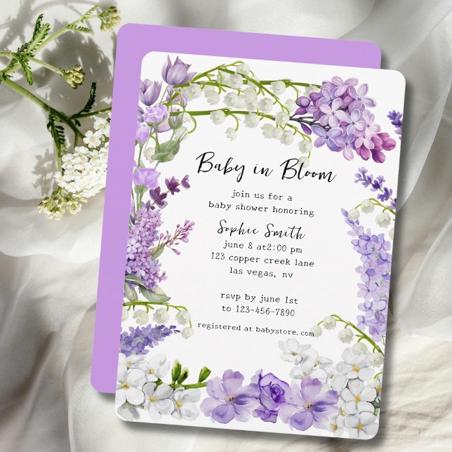 Lavender Wildblomma Baby in Bloom Baby Shower Inbjudningar (Skapare uppladdad)