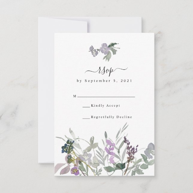 Lavender Wildblomma & Greenery Bröllop OSA Card (Framsida)