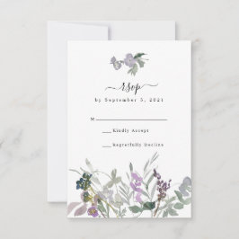 Lavender Wildblomma & Greenery Bröllop OSA Card
