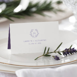 Lavender WildblommMonogram Bröllop Placeringskort