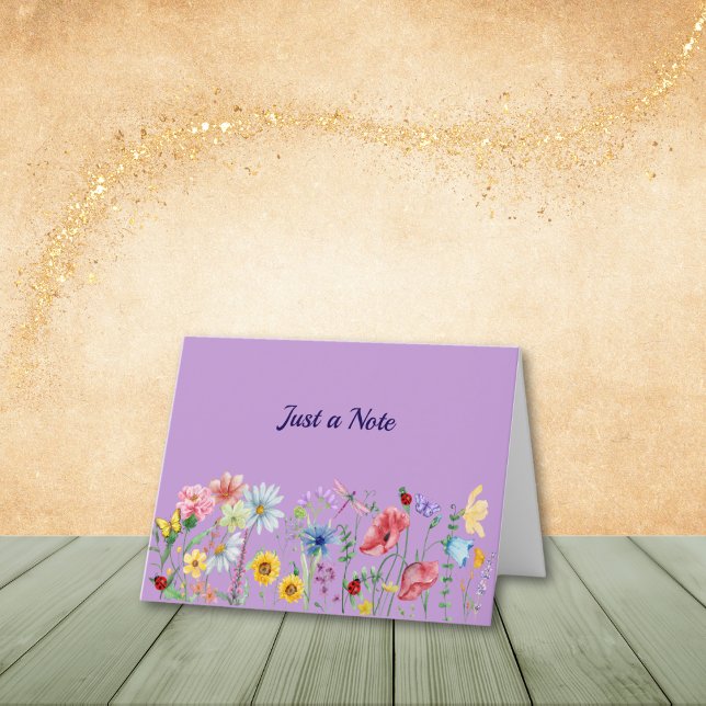 Lavender Wildblommor i Fält Note Cards Tack Kort (Personalize to add name or initials. Customize to change text, color, or style.)