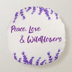 Lavender WildblomRound Pillow Rund Kudde