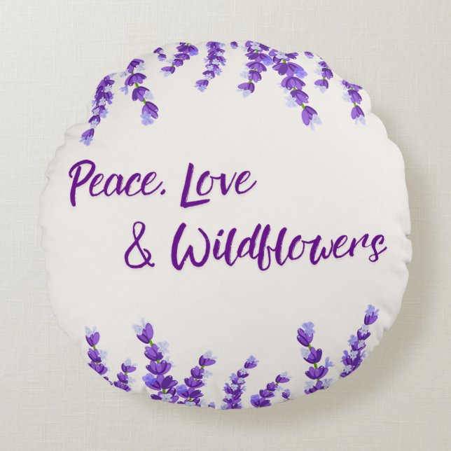 Lavender WildblomRound Pillow Rund Kudde (Framsidan)