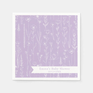 Lavender Wildflower Baby Shower | Floral Pattern Pappersservett