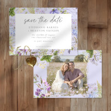 Lavender Wildflower Garden Romantic Wedding Photo