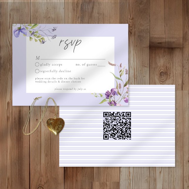 Lavender Wildflower Garden Romantic Wedding QR OSA Kort (Skapare uppladdad)