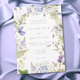 Lavender Wildflower Garden White Romantic Wedding Inbjudningar