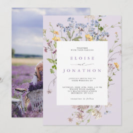 Lavender Wildflower Meadow Garden Photo Wedding   Inbjudningar