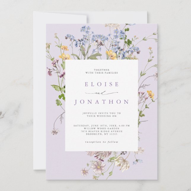 Lavender Wildflower Meadow Garden QR Code Wedding Inbjudningar (Framsida)