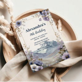 Lavender Wildflower Mountain Birthday Inbjudningar