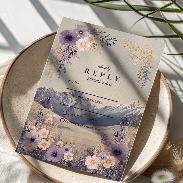 Lavender Wildflower Mountain Wedding OSA Kort (Skapare uppladdad)